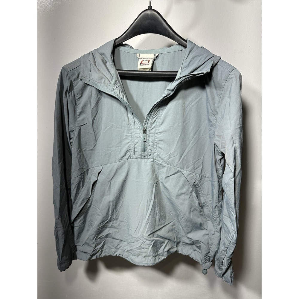 Avalanche Women's Hooded 1/2 Zip Nylon Windbreaker Jacket Light Blue Size S